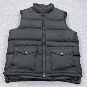 Vintage Old Navy Down Puffer Vest Mens XL Black Full Zip Cargo Quilted Waterfowl - Picture 1 of 9