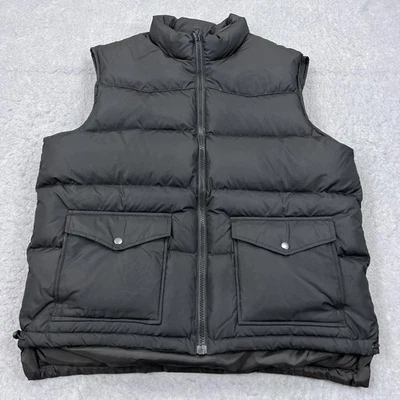 Vintage Old Navy Down Puffer Vest Mens XL Black Full Zip Cargo Quilted Waterfowl - Image 1 of 4