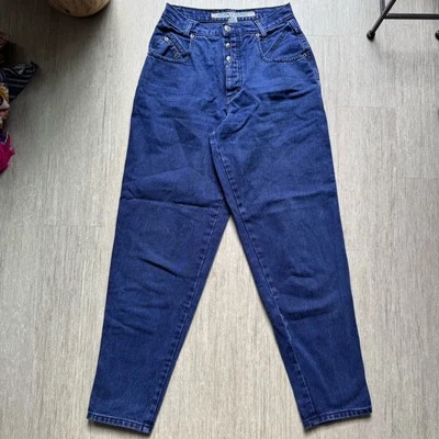Jeans Zena vintage anos 90 cintura alta mãe azul índigo botão mosca bolsos 25x32 - Imagem 1 de 4