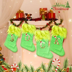 Christmas Letter Stockings Xmas Fireplace Hanging Stockings Gift Holding Bag - Picture 1 of 38