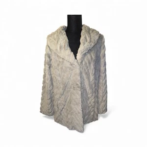 🔥 Cappotto donna DKNY $229 Fresh Perspective pelliccia sintetica con colletto taglia L 🔥 - Foto 1 di 6