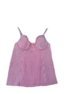 Swim by Cacique Womens Red White Striped Seersucker Tankini Top Size 38DD - Picture 1 of 4