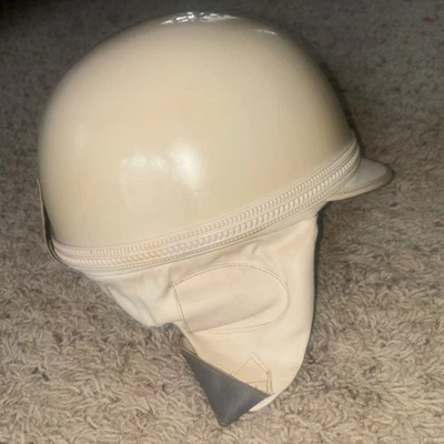 Capacete de motocicleta vintage Scooter Vespa branco Bill meia concha X pequeno jóquei - Imagem 1 de 4