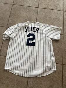 Vintage Majestic New York Yankees Derek Jeter Nadelstreifen MLB Baseball Trikot Xxl - Bild 1 von 6