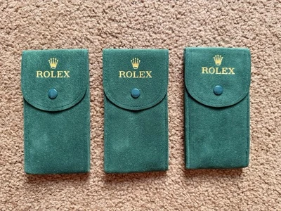 Juego de 3 bolsas de terciopelo verde de viaje para reloj Rolex de 3 piezas Foto 1 de 4