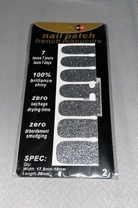 Nail Patch French Manucure Silver Glitter - Picture 1 of 2