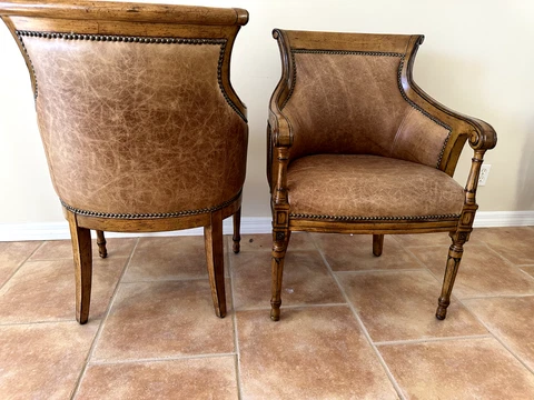 Set of 2 Bergere Leather Chairs Cover