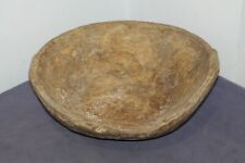 Antique primitive hand carved round wooden dough bowl wood trencher tray 
