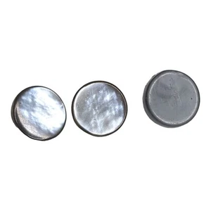 Lot 3 Buttons Vintage Gray Silver Iridescent 14 mm Diameter Shank - Picture 1 of 6