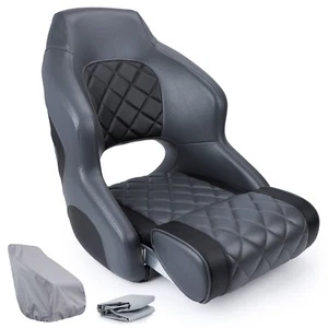 NORTHCAPTAIN Captain's Bucket Seat with Boat Seat Cover,Charcoal/Black - Picture 1 of 7