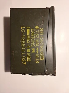 VTG Military Metal Ammo Box 200 Cartridges 7.62MM NATO M80 Cartons M13 10x7 - Picture 1 of 5