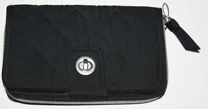 VERA BRADLEY BLACK POLYESTER RFID TURNLOCK WALLET 25445-481 MSRP $95 NWT - Picture 1 of 4