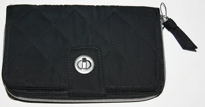 CARTERA VERA BRADLEY NEGRA POLIÉSTER RFID TURNLOCK 25445-481 PRECIO DE VENTA SUGERIDO POR EL FABRICANTE $95 NUEVA CON ETIQUETAS Foto 1 de 4