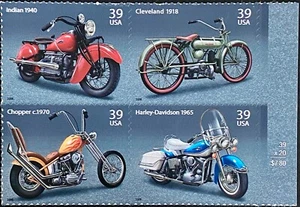 Scott US 4085-4088: American Motorcycles, Block of 4, Mint NH, FREE Shipping! - Picture 1 of 2