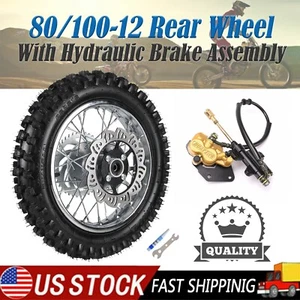 12" Rear Wheel 3.00-12 80/100-12 Tire Rim +Hydraulic Brake Assembly For Pit Bike - Picture 1 of 13