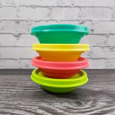Tupperware Mini Dip/Snack Bowl Juego de 4 con sellos - Multicolor Foto 1 de 4