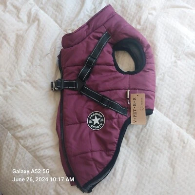 New V.PET.B.R Dog Vest Jacket w/Harness Maroon, Fleece Lined, Sz 2XL - Image 1 of 4