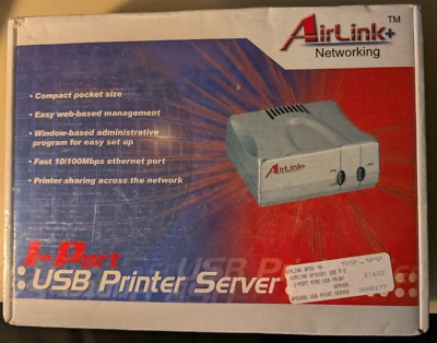 AIRLINKPLUS NETWORKING 1 PORT USB PRINTER SERVER APSUSB1  UPC:658729087002 - Image 1 of 2
