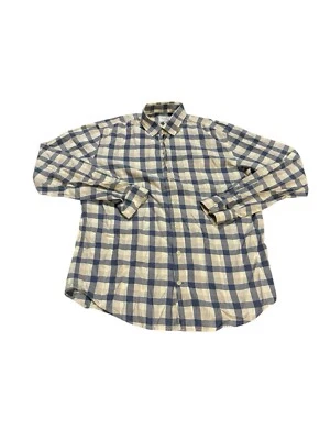 Camisa xadrez Frank & Oak manga longa botão para baixo azul e branco tamanho médio - Imagem 1 de 4