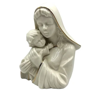 Estatuilla de Madonna y Niño de porcelana fina Mikasa con detalles dorados - Imagen 1 de 5