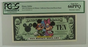 2001 $10 Disney Dollar, Mickey & Minnie / California Disneyland Back PCGS 66 PPQ - Picture 1 of 3