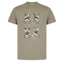 Psycho Bunny Mens T-Shirt Plaza Graphic HD Printed Logo Tee in Wet Sand Beige