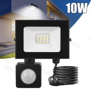 10W LED Strahler Außen Fluter mit Bewegungsmelder & Stecker Flutlicht Lampe IP65 - Bild 1 von 11