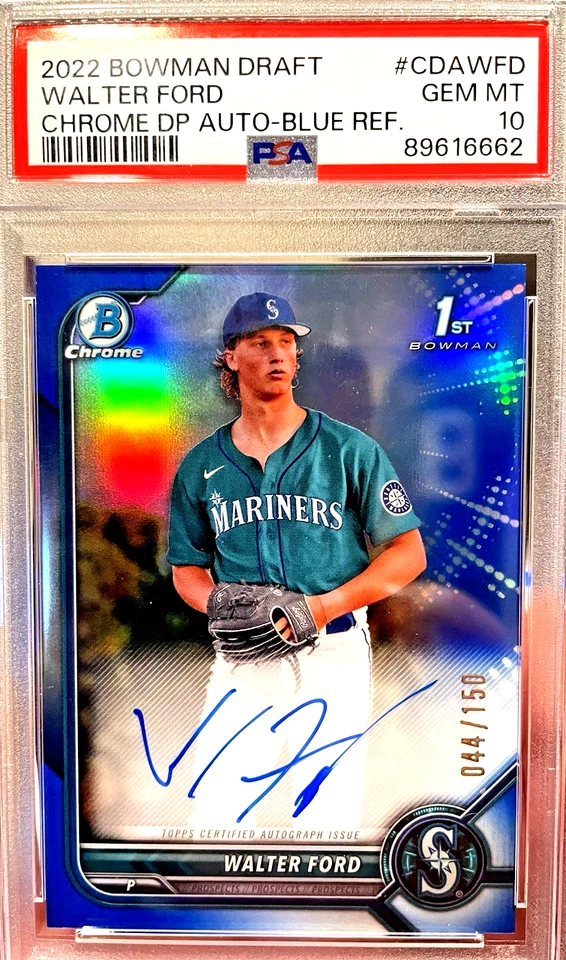 2022 Bowman Chrome WALTER FORD RC Blue Refractor Auto #xx/150!!! PSA 10 Mariners - Image 1 of 1