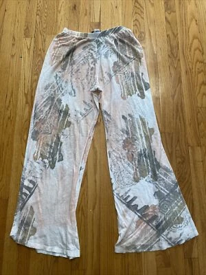 New T-PARTY Peach Beige Abstract YOGA Palazzo PJ Pants, S NWOT - Image 1 of 4