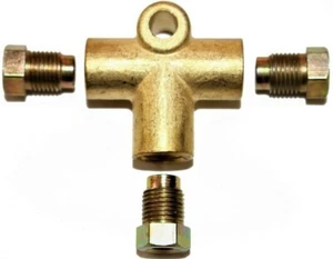 3 Way Brake T Piece Tee With 3 Male Nuts Short Union Metric M10 3 / 16 Pipe 10mm - Picture 1 of 4