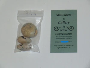 Klew Striped Satin 3 Bead Set Artisan Polymer Clay By Karen Lewis NOS - Picture 1 of 12