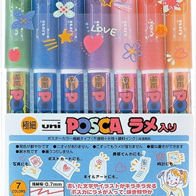 Uni marker pen POSCA lame ultra-fine 7-color PC1ML7C - Image 1 of 4