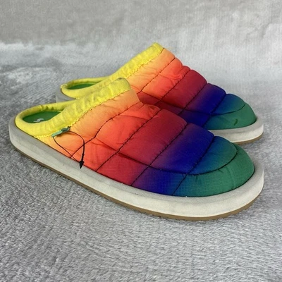 Sanuk Shoes Girls Kids Size 4 Rainbow Tie Dye Quilted Slip On Comfort Slippers - Image 1 of 4