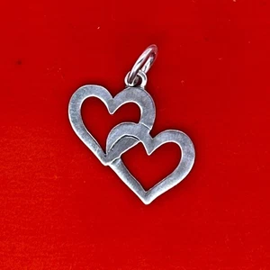 Retired James Avery Sterling Silver Double Heart Cupid Charm Or Pendant - Picture 1 of 3