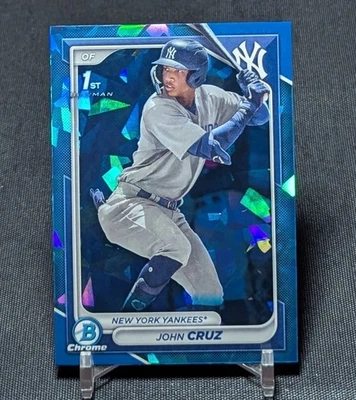 John Cruz 1st Chrome Prospect Rookie 2024 Bowman Sapphire Card #BCP-77 Yankees - Image 1 of 2