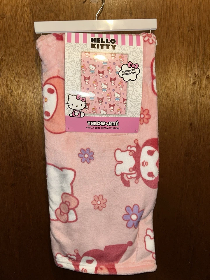Manta Hello Kitty Kuromi Rosa 46" x 60" Niño Preescolar ¡NUEVA! Foto 1 de 4