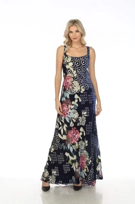 Johnny Was Sierra Burnout Peony Silk Printed Maxi Dress Boho Chic R35422 NEW - Image 1 of 4