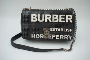 Patent Quilted Horseferry Print Small Lola Bag Black - Picture 1 of 12