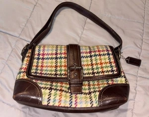 Coach Tweed Hampton Wool Satchel Bag Purse EO871-F12629 - Picture 1 of 6