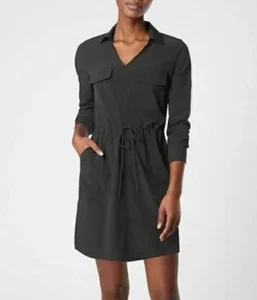 Athleta Black Zuma Shirtdress Work Commute Travel Dress Size M Stretch Athletic - Picture 1 of 14