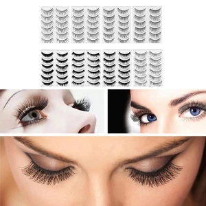 80 Paar natürliche falsche Wimpern Faser lange dicke Wimpern für Mädchen Make-up - Bild 1 von 12