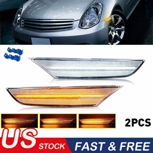 For 2003-2006 Infiniti G35 Sedan Sequential Switchback LED Side Marker Light DRL - Picture 1 of 11