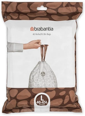 Brabantia 138645 Perfectfit Bin Liners (Size L/40-45 Litre) Thick Plastic Trash  - Image 1 of 4