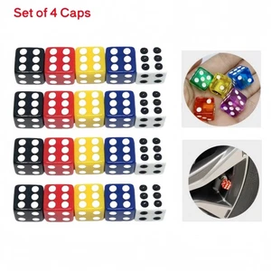 Dice Valve Tyre Dust Caps Bike Motorcycle Plastic X 4 UK Seller FITS ALL CARS - Picture 1 of 21
