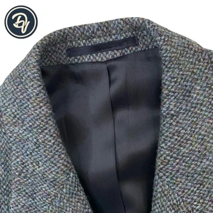 VTG 40 S J Press X Harris Tweed Light Blue Herringbone Speckled Blazer Made USA - Picture 1 of 12