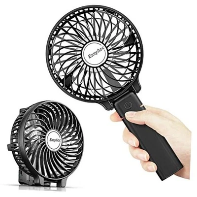  Mini Ventilador de Mano, Ventilador Portátil Pequeño USB Ventilador de Escritorio Personal 2600 Batería Negro Foto 1 de 4