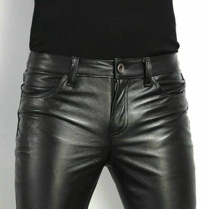 Herren Enge Lederhose 80er Punk Rock Skinny Motorrad Gothic Biker Hose👖 - Bild 1 von 15