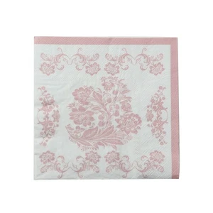 50  White and Pink Paper Cocktail Napkins in French Toile Floral Pattern - Picture 1 of 9