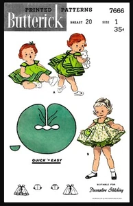 BUTTERICK # 7666 Pattern Girl's Coverall Topper & Panties Toddler PICK - Picture 1 of 27