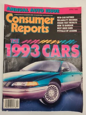 Consumer Reports Magazine April 1993 Annual Auto Issue New Car Ratings Leasing - Image 1 of 4